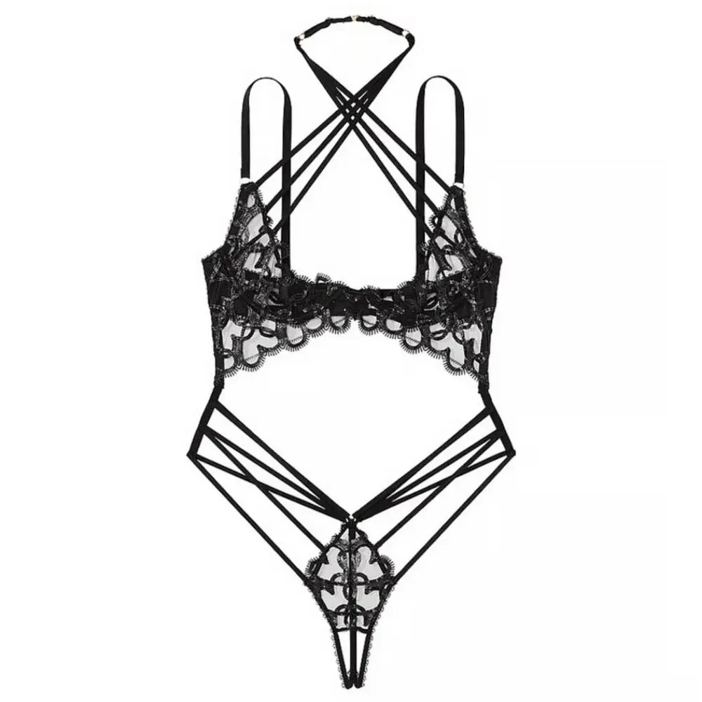 Victoria’s Secret Very Sexy Shimmer Heart Open Cup Strappy Playsuit Size XXL New